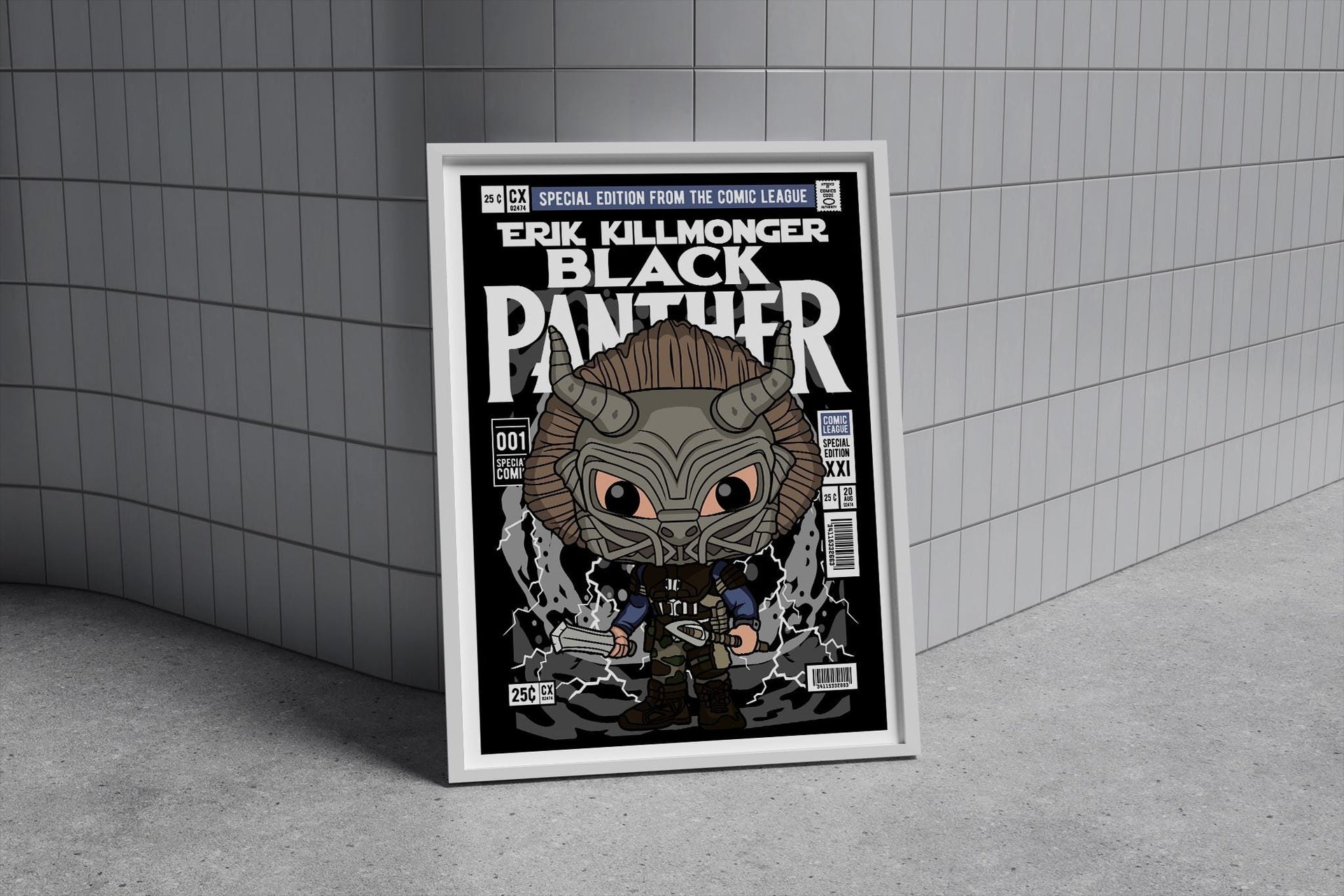 Framed Poster - Erik Killmonger Retro Comic Art