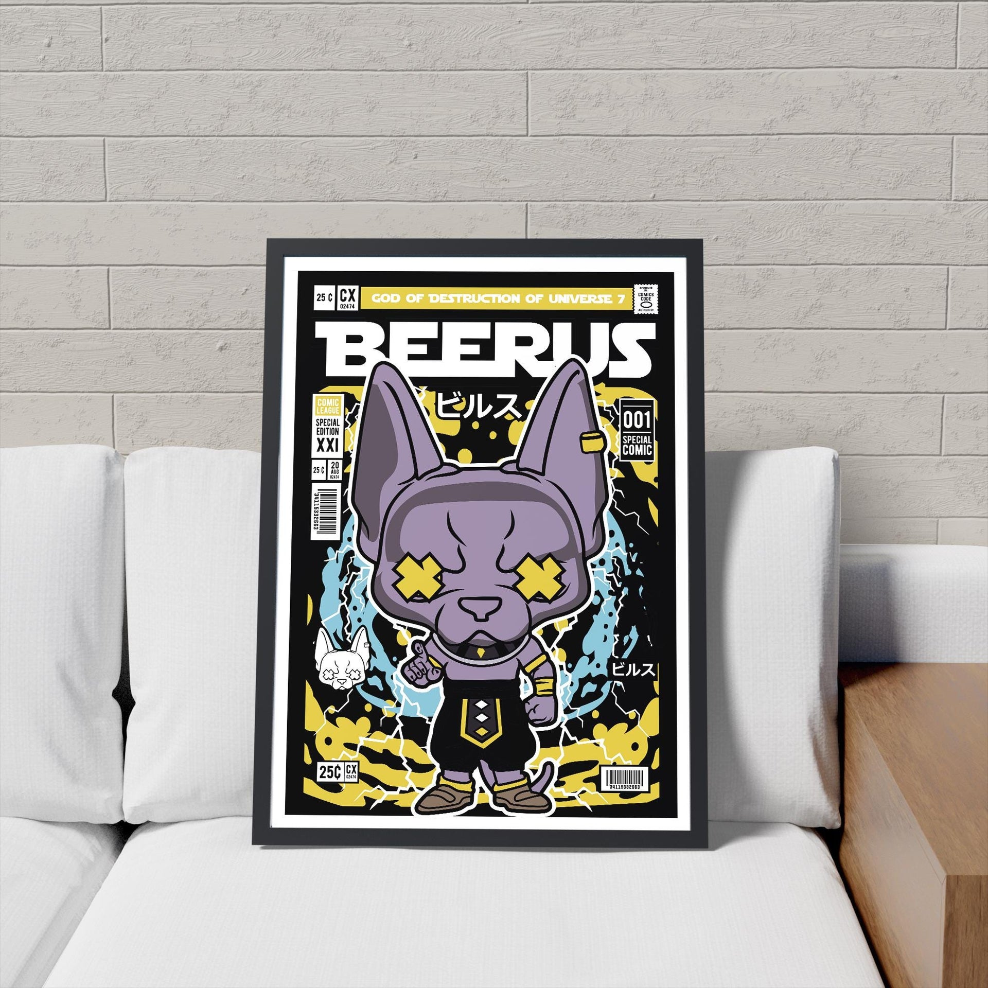 Framed Poster - Beerus Comic Parody Art
