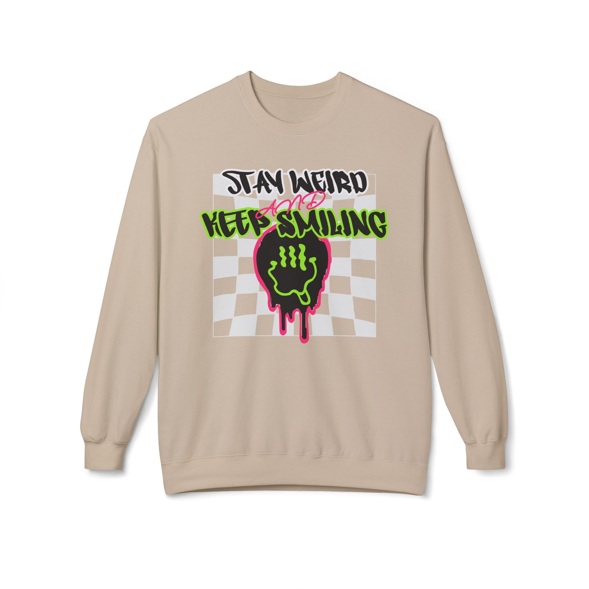 Grunge Crewneck Sweatshirt - Stay Weird Graphic