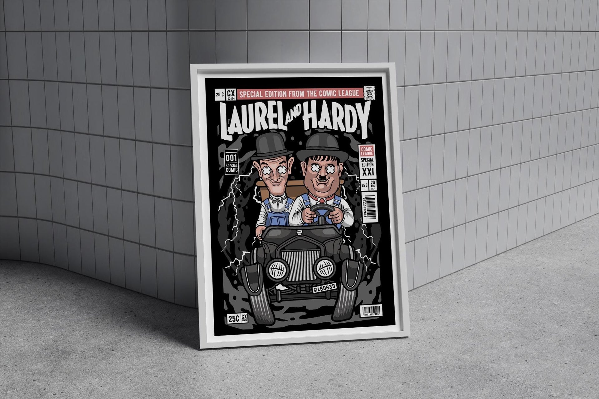 Framed Poster - Laurel Hardy Retro Comic Parody