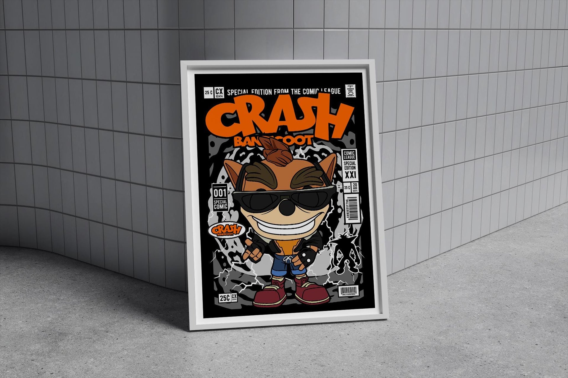 Framed Poster - Crash Bandicoot Comic Parody Art