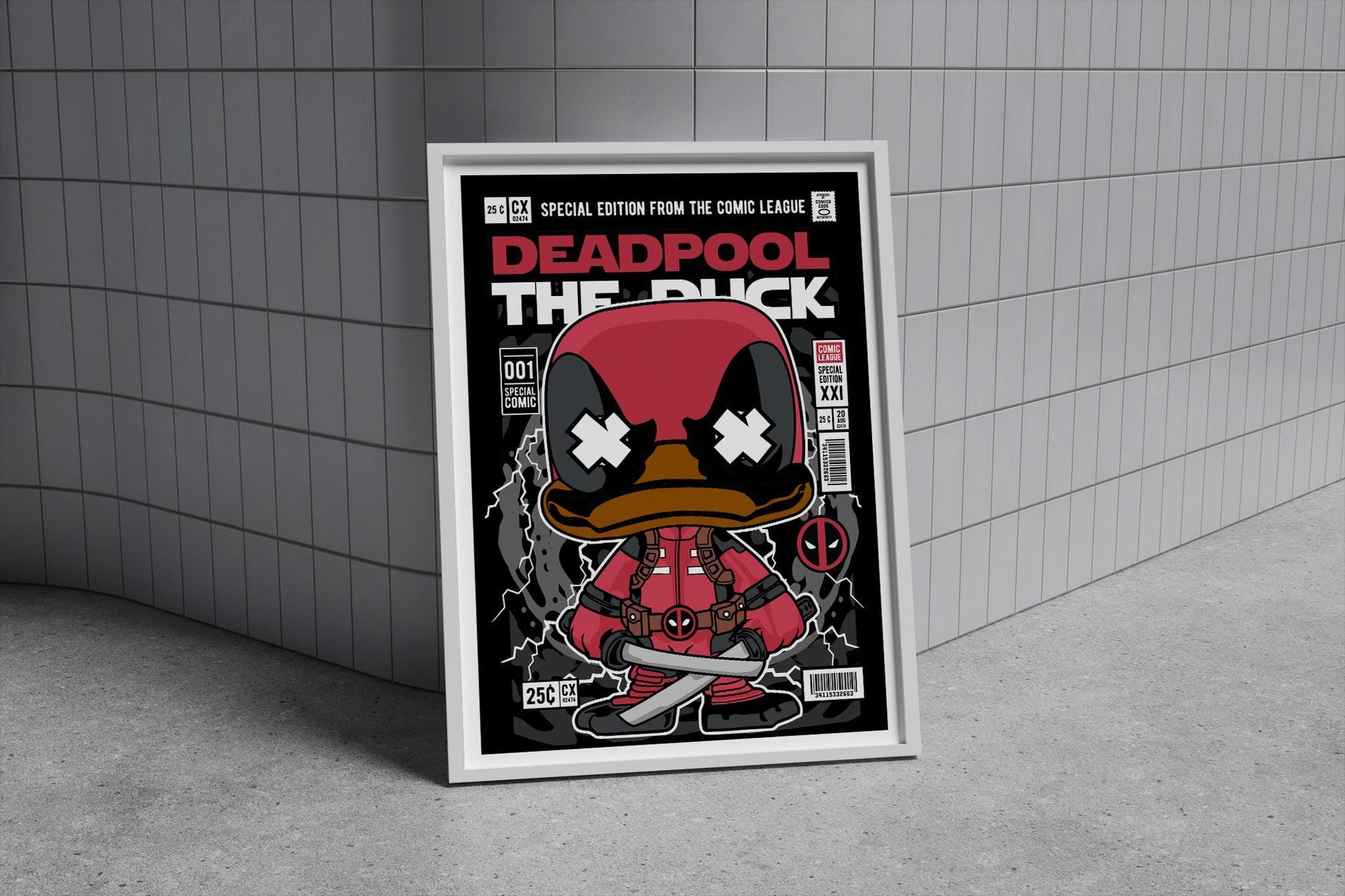 Framed Poster - Deadpool Howard Duck Comic Mashup