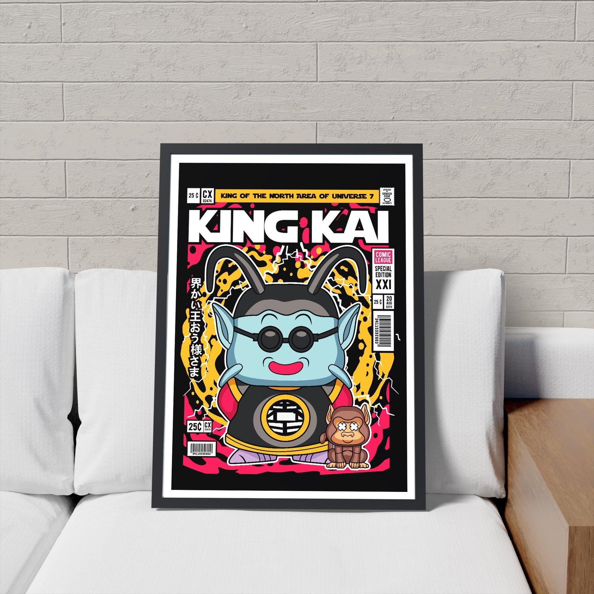 Framed Poster - King Kai Dragon Ball Parody Comic Art