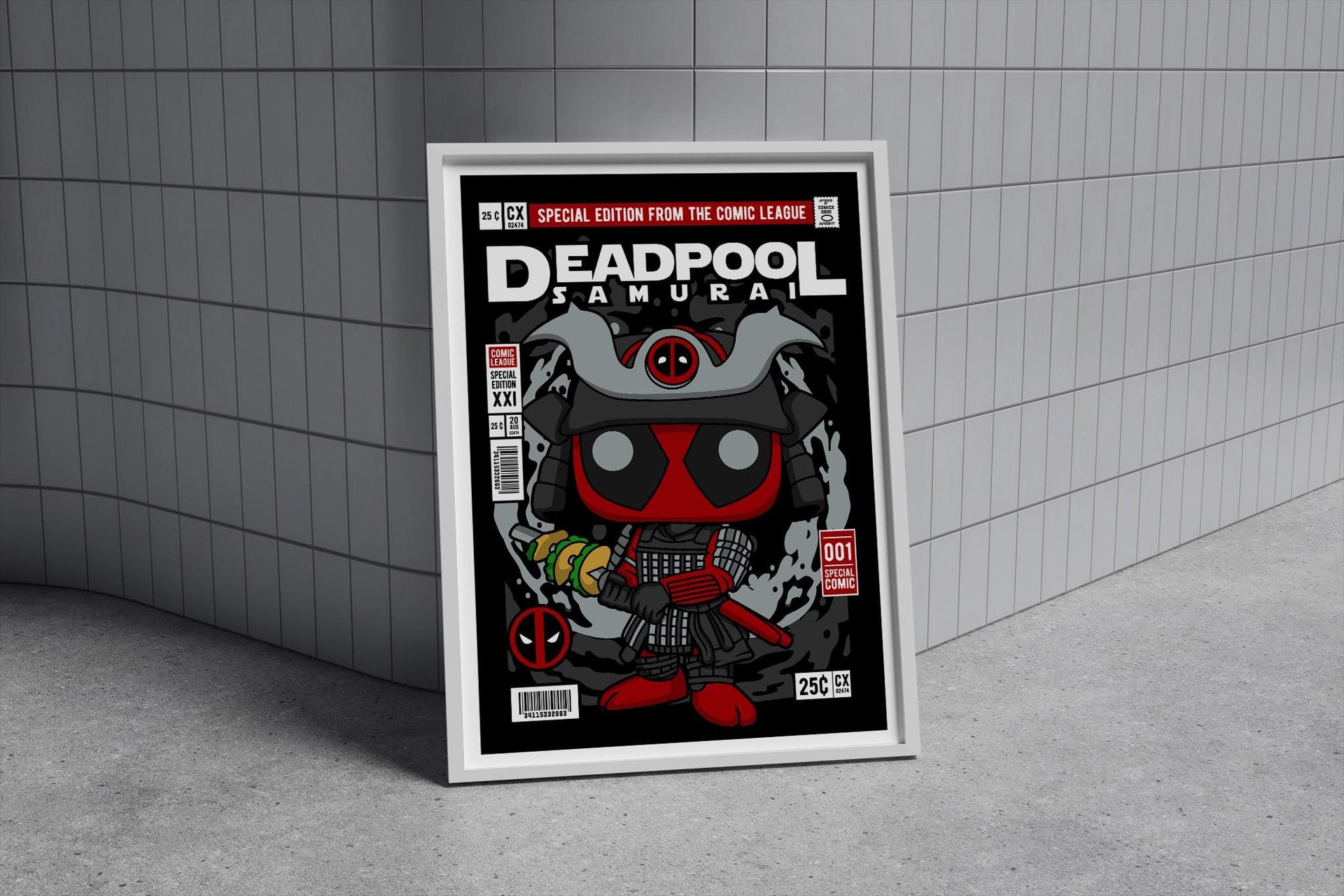Framed Poster - Samurai Deadpool Comic Parody
