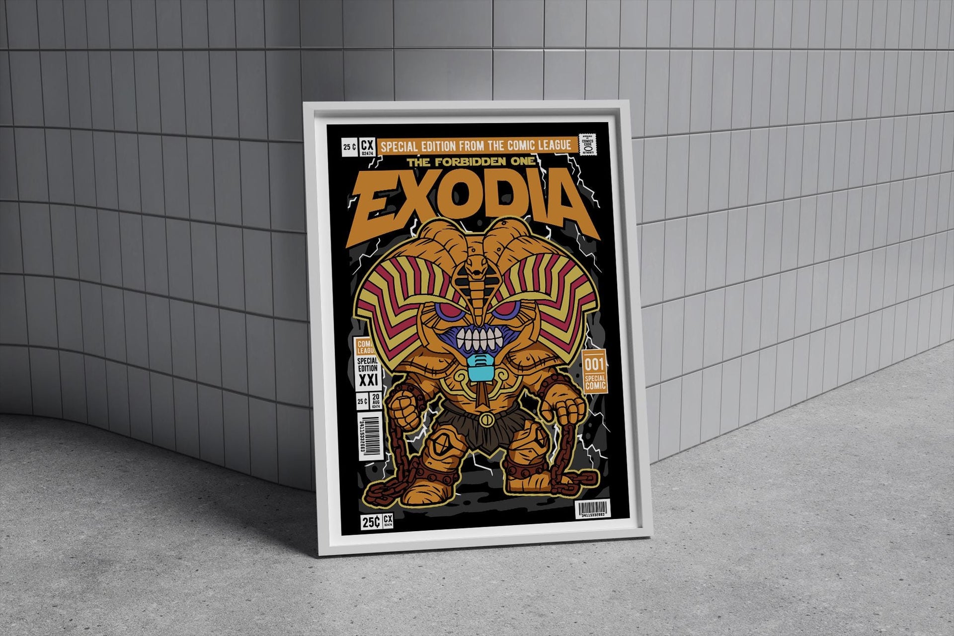 Framed Poster - Exodia Comic Parody Retro Art