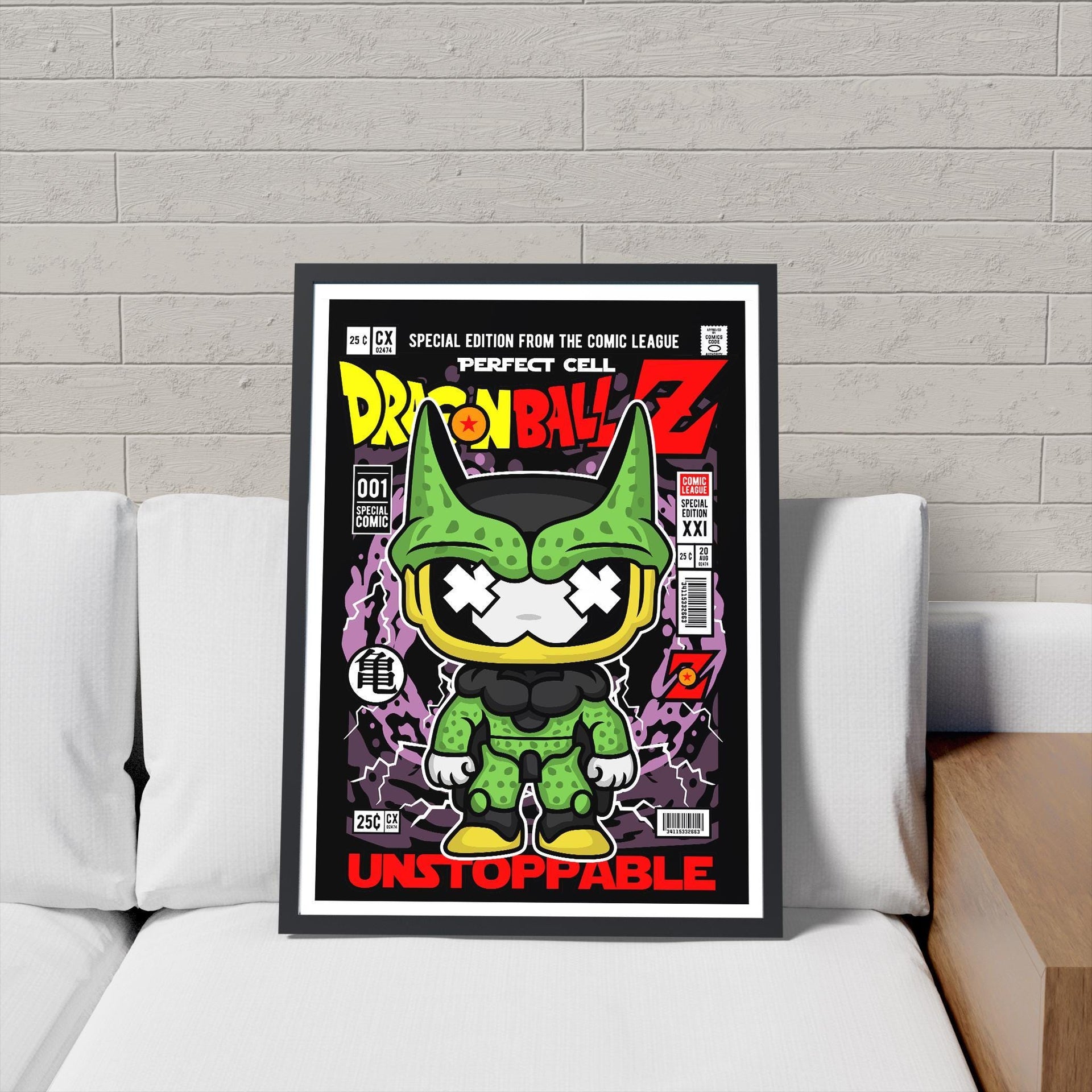 Framed Poster - Perfect Cell Retro Comic Parody