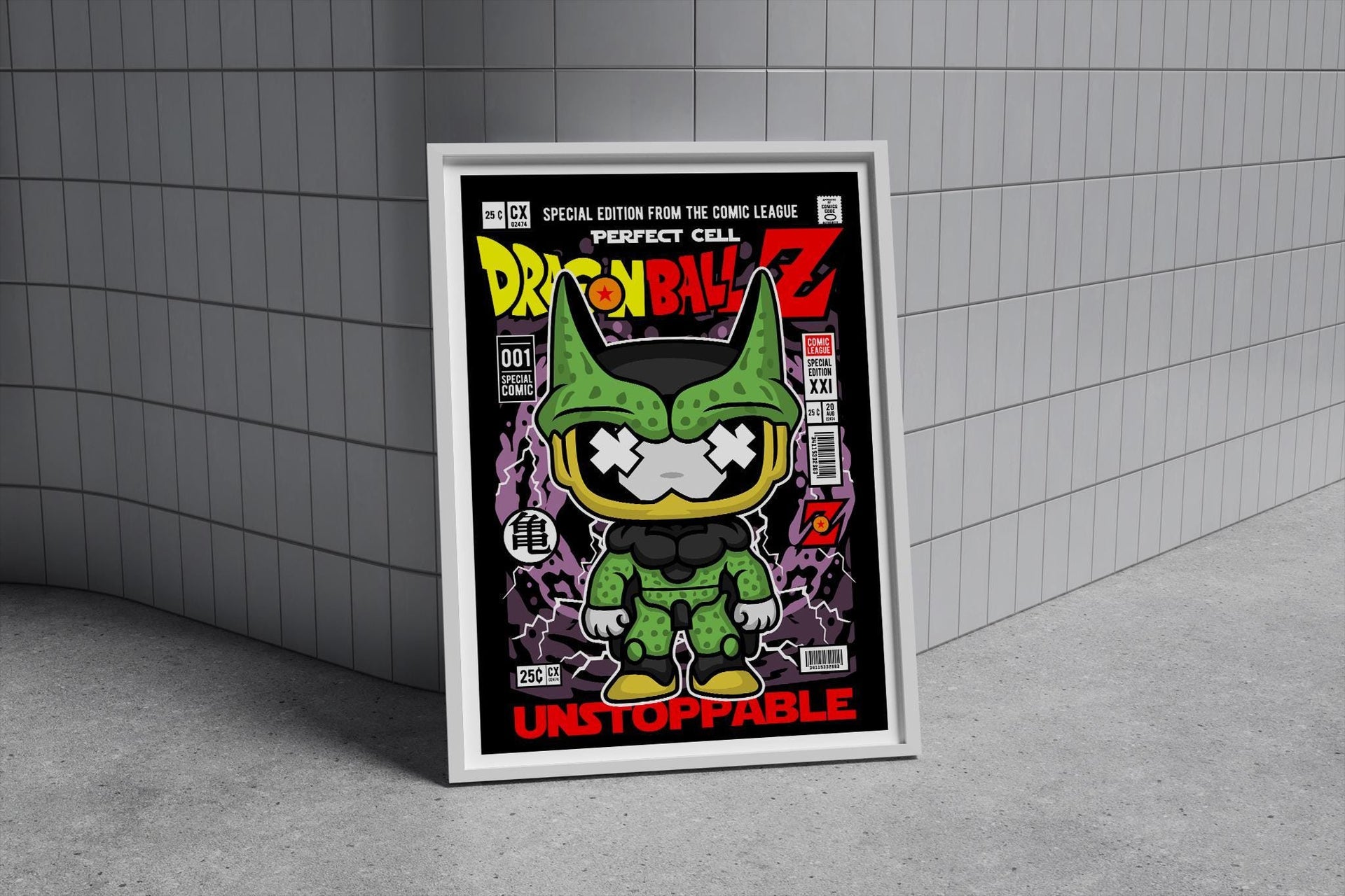Framed Poster - Perfect Cell Retro Comic Parody