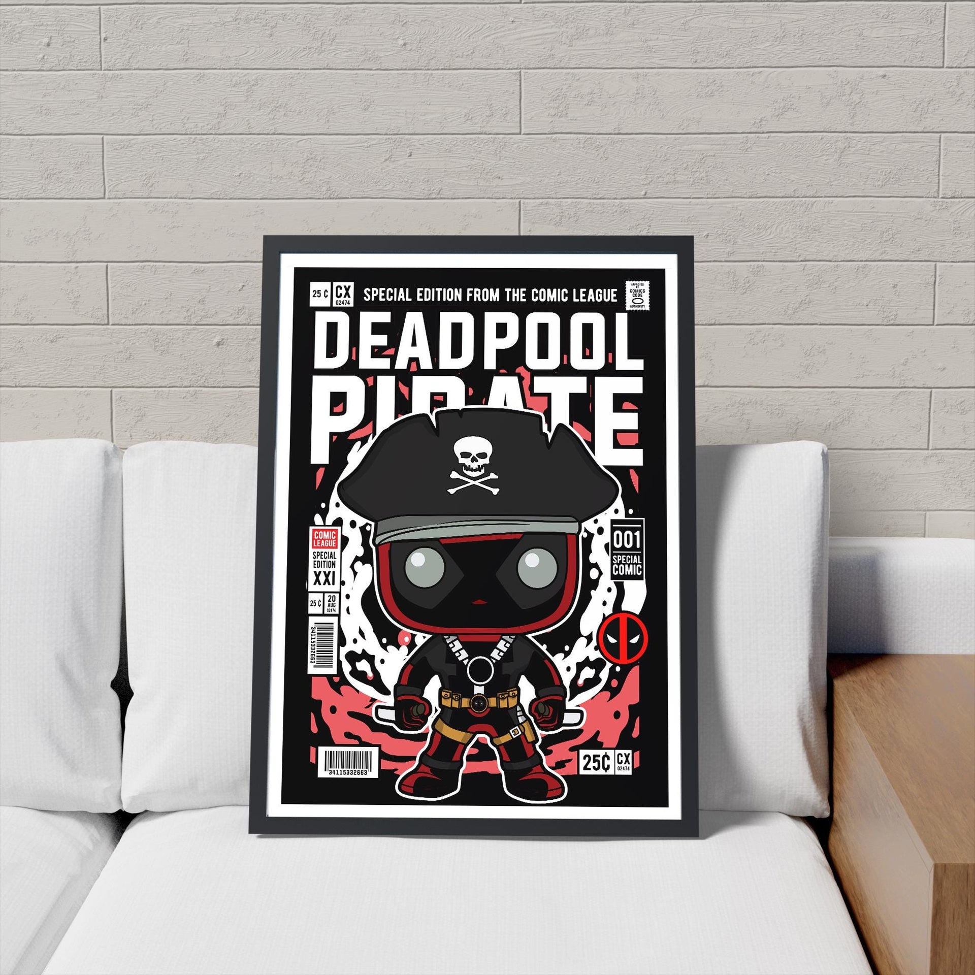Framed Poster - Deadpool Pirate Comic Parody