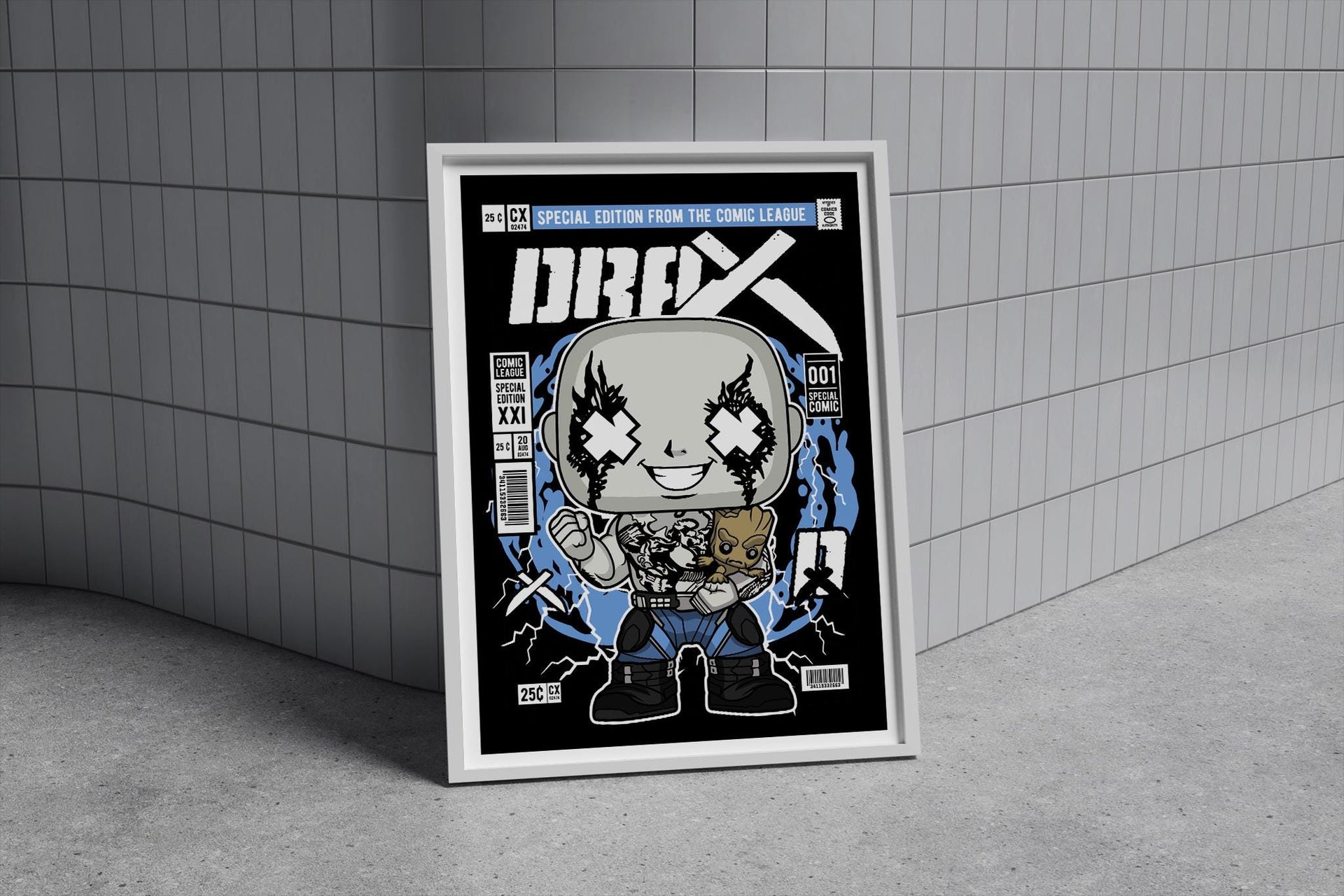 Framed Poster - Drax Groot Retro Comic Parody