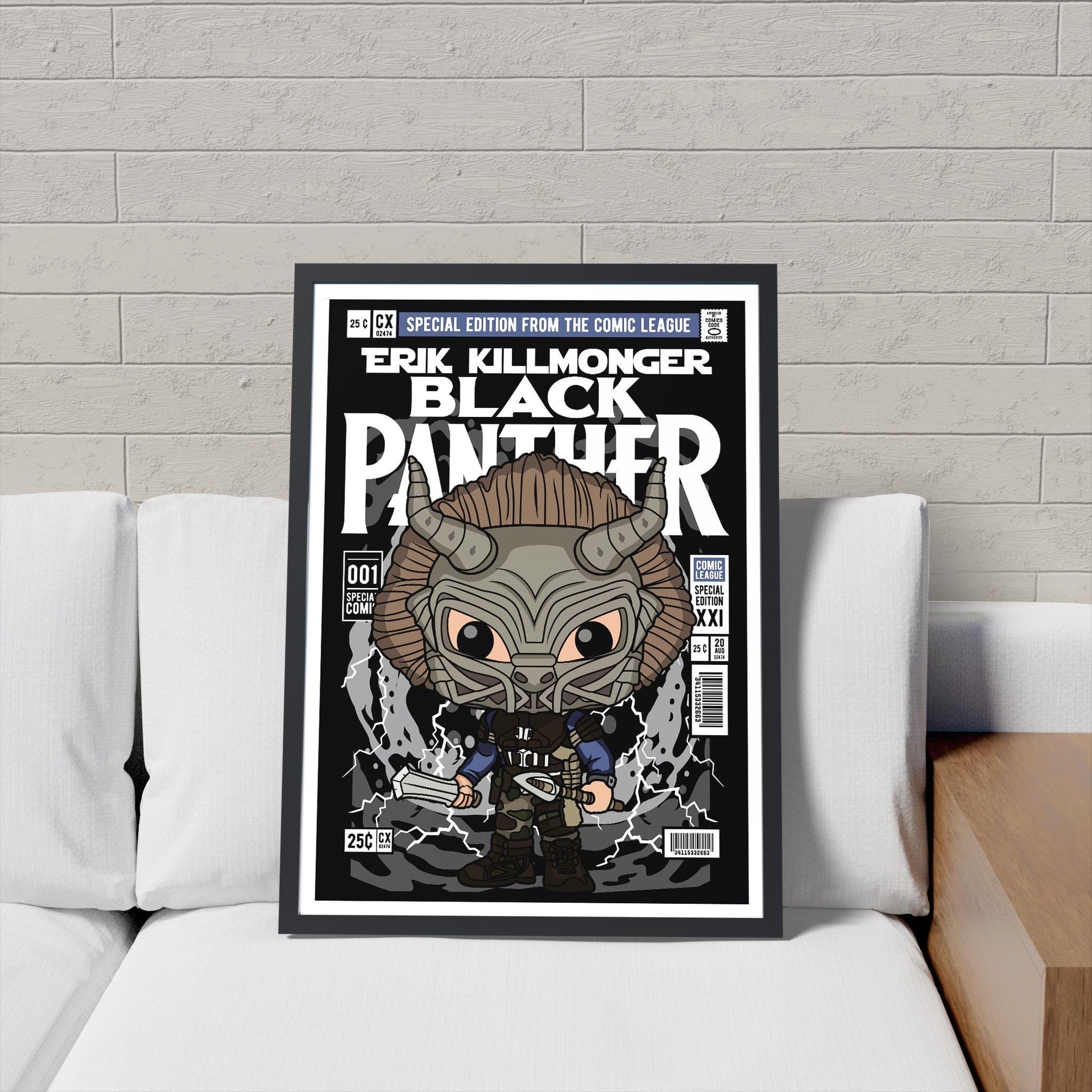 Framed Poster - Erik Killmonger Retro Comic Art