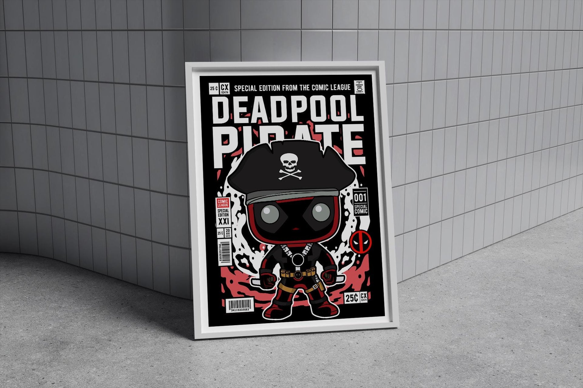 Framed Poster - Deadpool Pirate Comic Parody