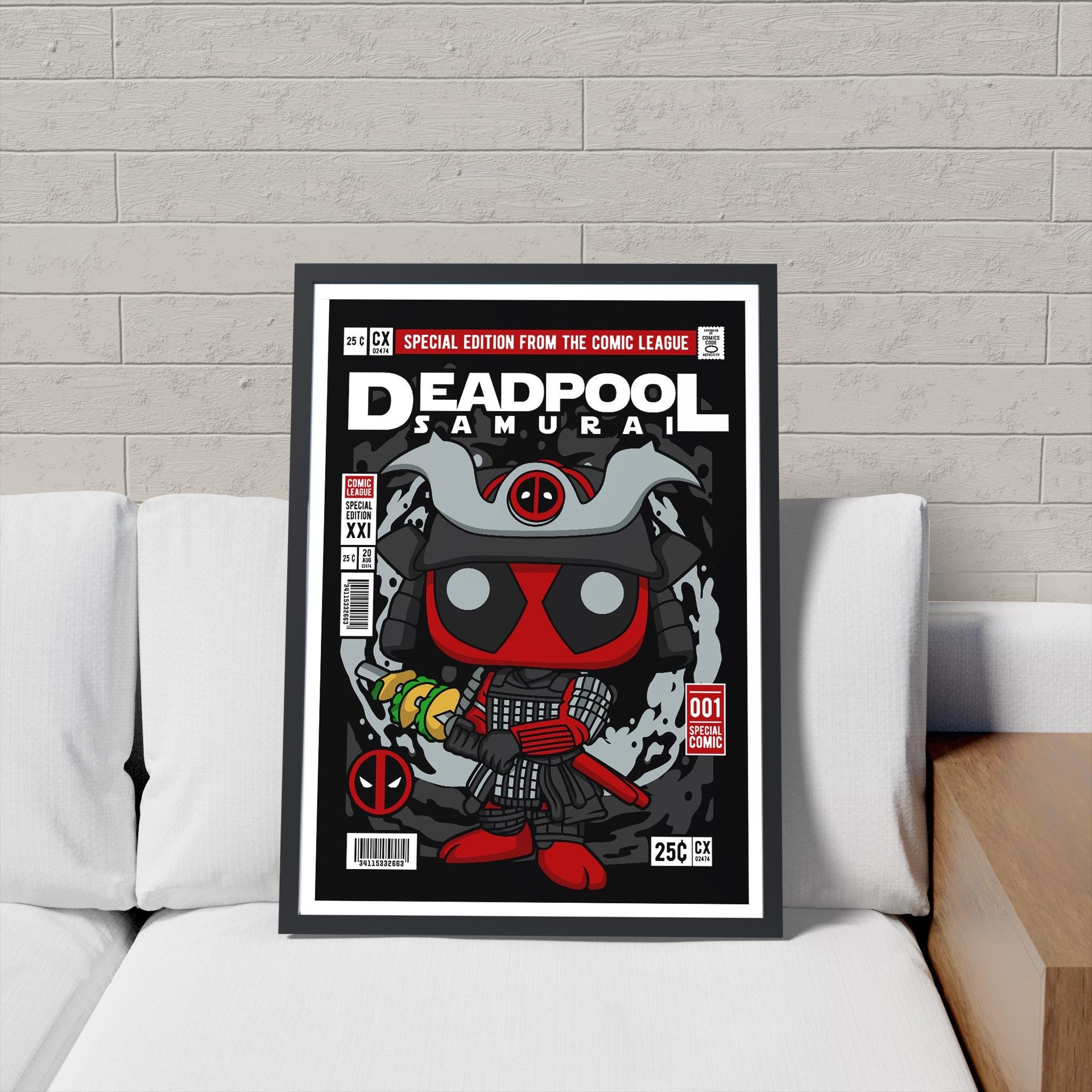 Framed Poster - Samurai Deadpool Comic Parody