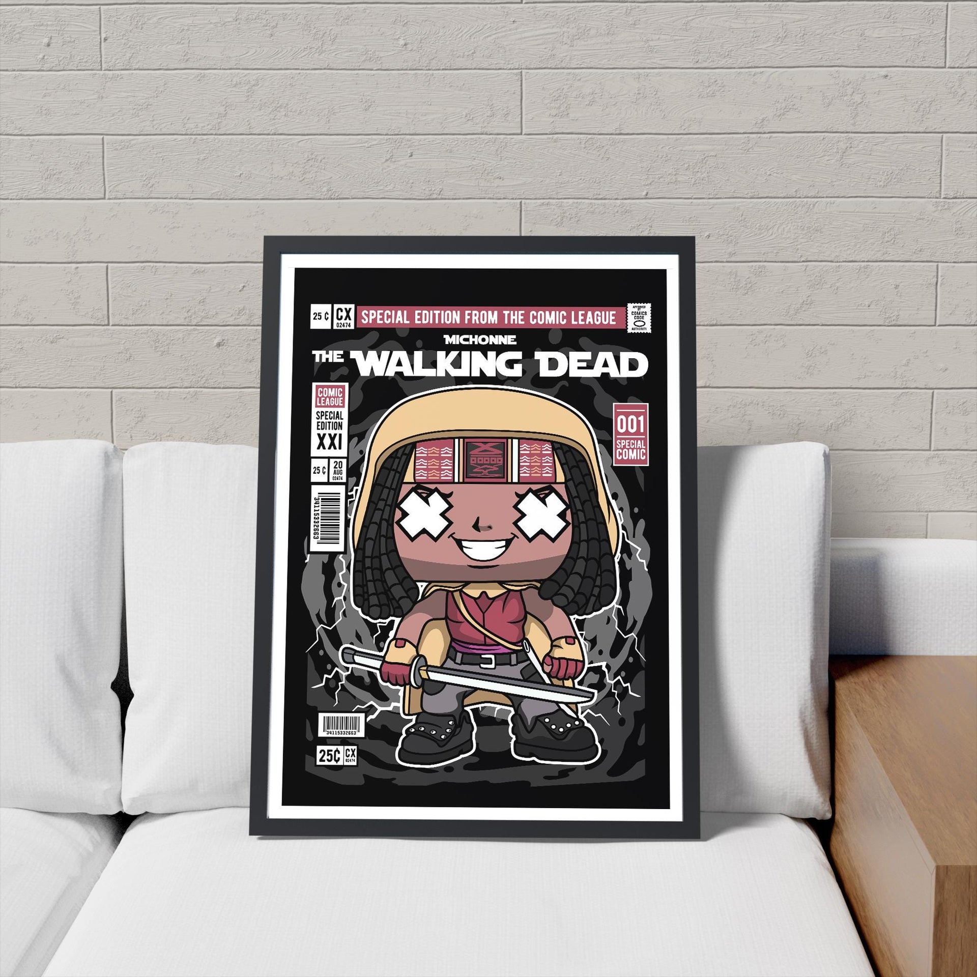 Framed Poster - Michonne Retro Comic Parody