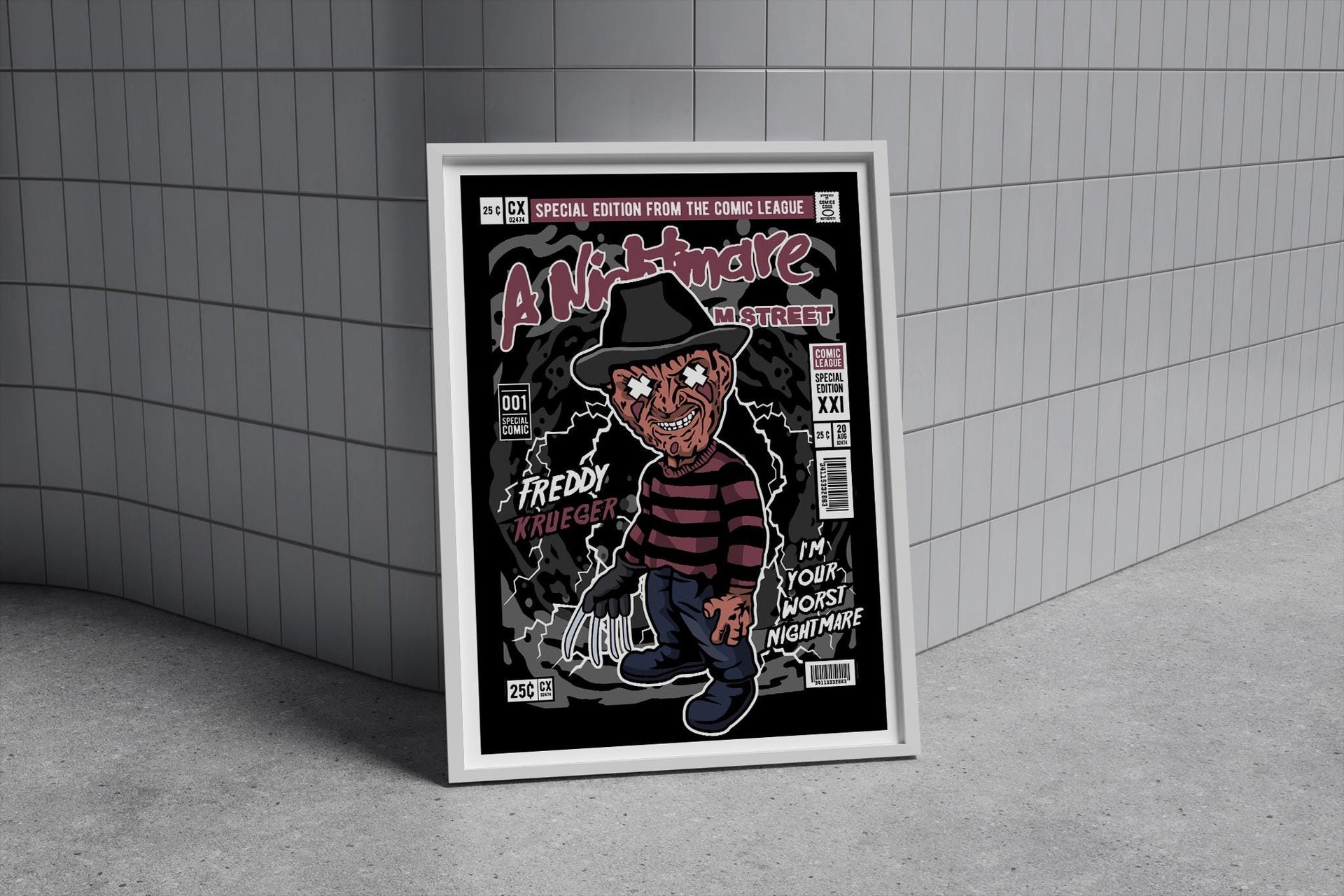 Framed Poster - Freddy Krueger Parody Comic Cover