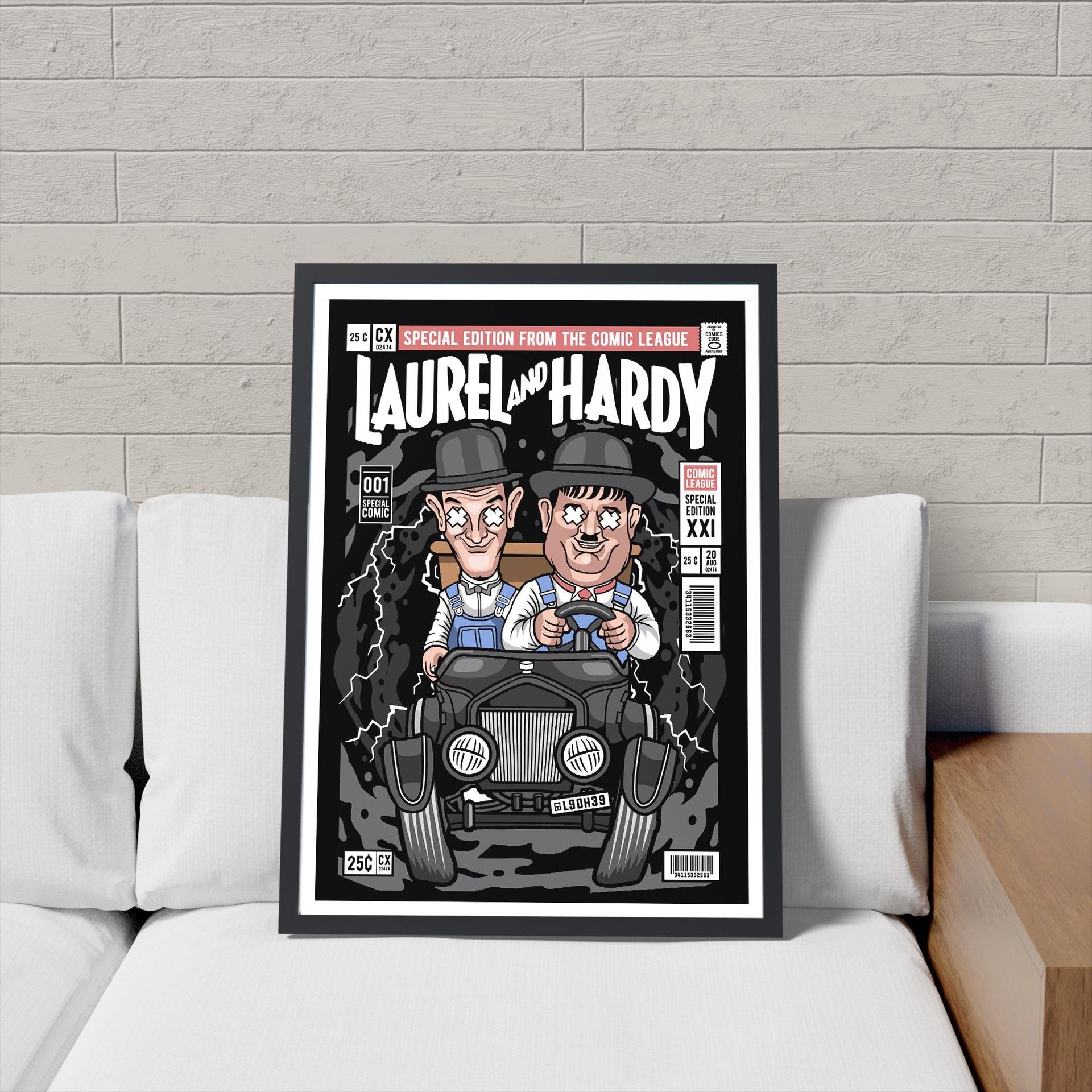 Framed Poster - Laurel Hardy Retro Comic Parody
