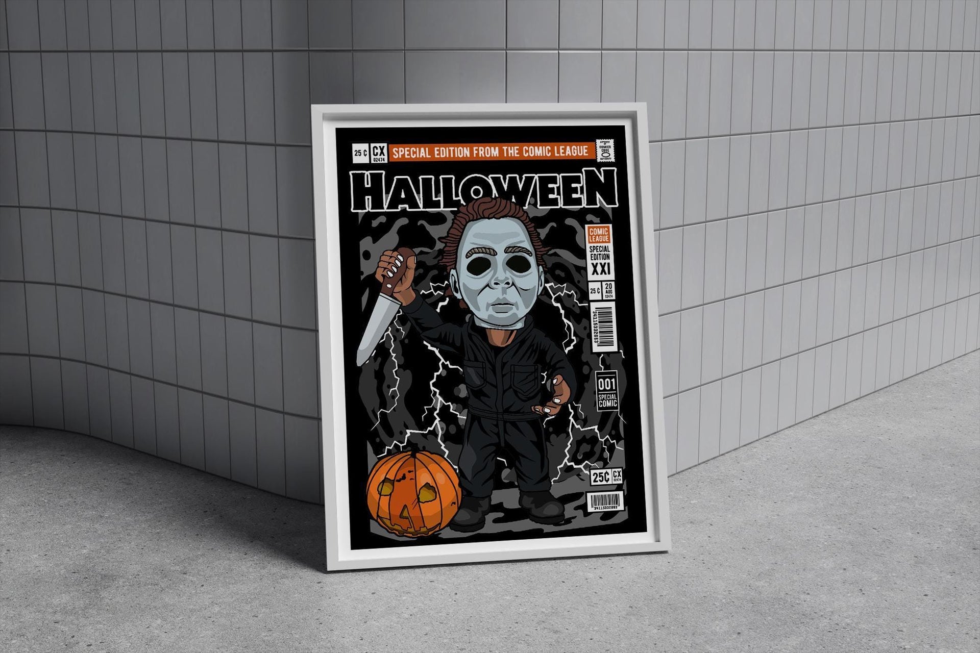 Framed Poster - Michael Myers Halloween Comic Parody