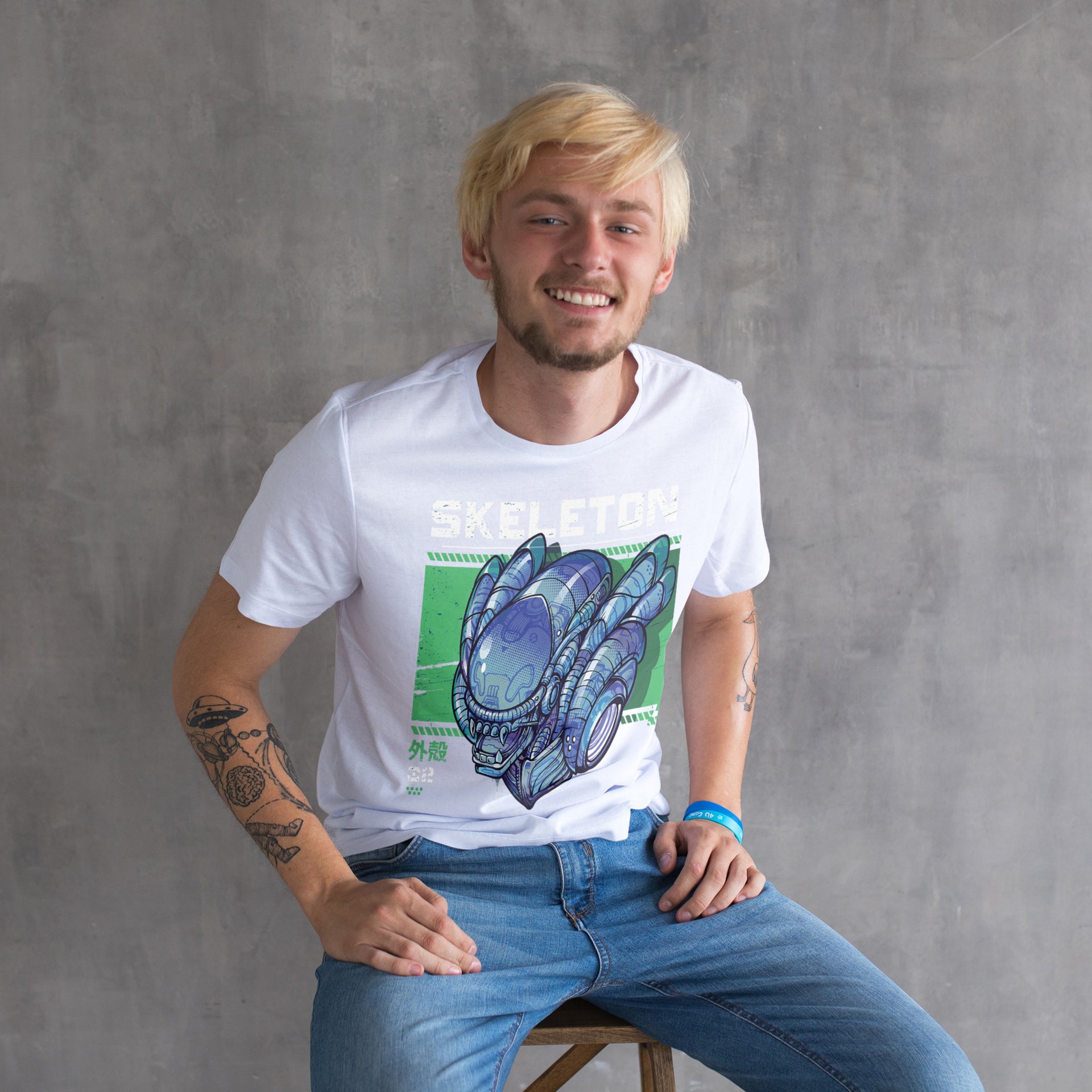 Biomechanical Skull T-Shirt – Comic Alien Skull Shirt