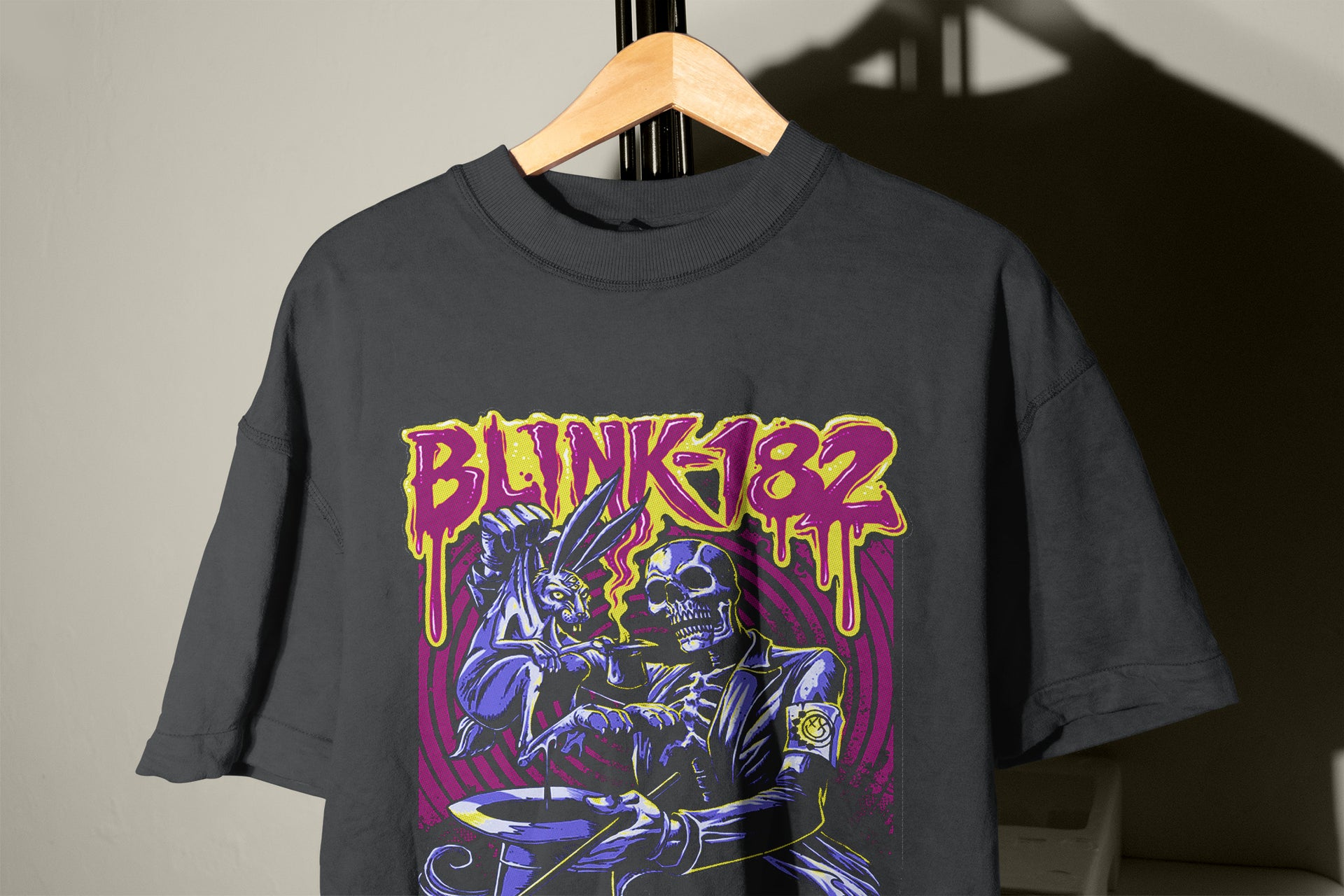 Blink 182 Skeleton Magician T-Shirt – Neon Grunge Rabbit Magic Tee
