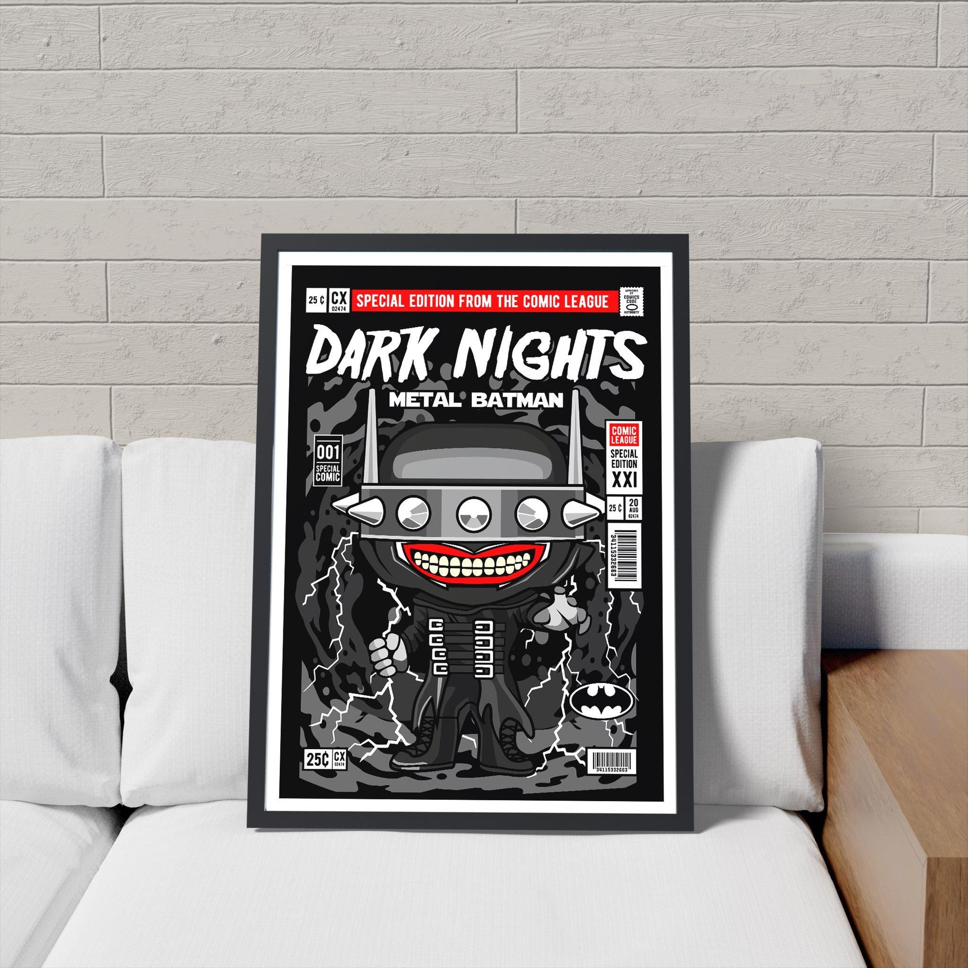 Framed Poster, Batman Parody Comic Cover, Vinyl-Toy Cartoon Style, Retro Comic Art, Pop Culture Wall Decor, Unique Collectible Gift