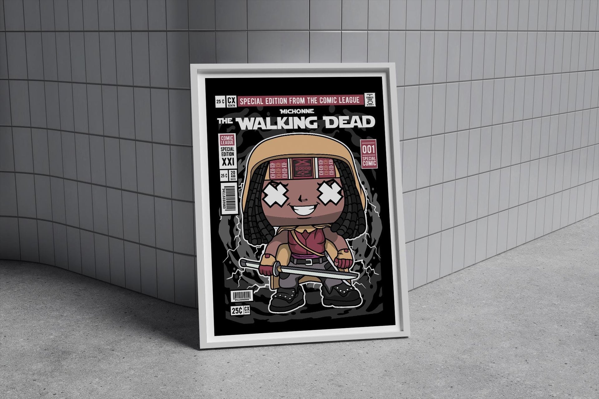 Framed Poster - Michonne Retro Comic Parody