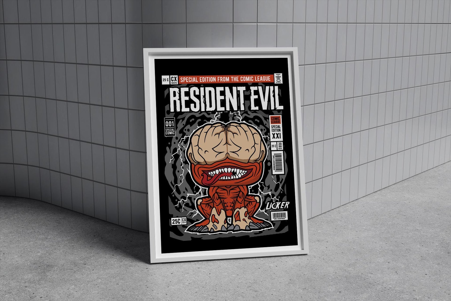 Framed Poster - Resident Evil Licker Comic Parody