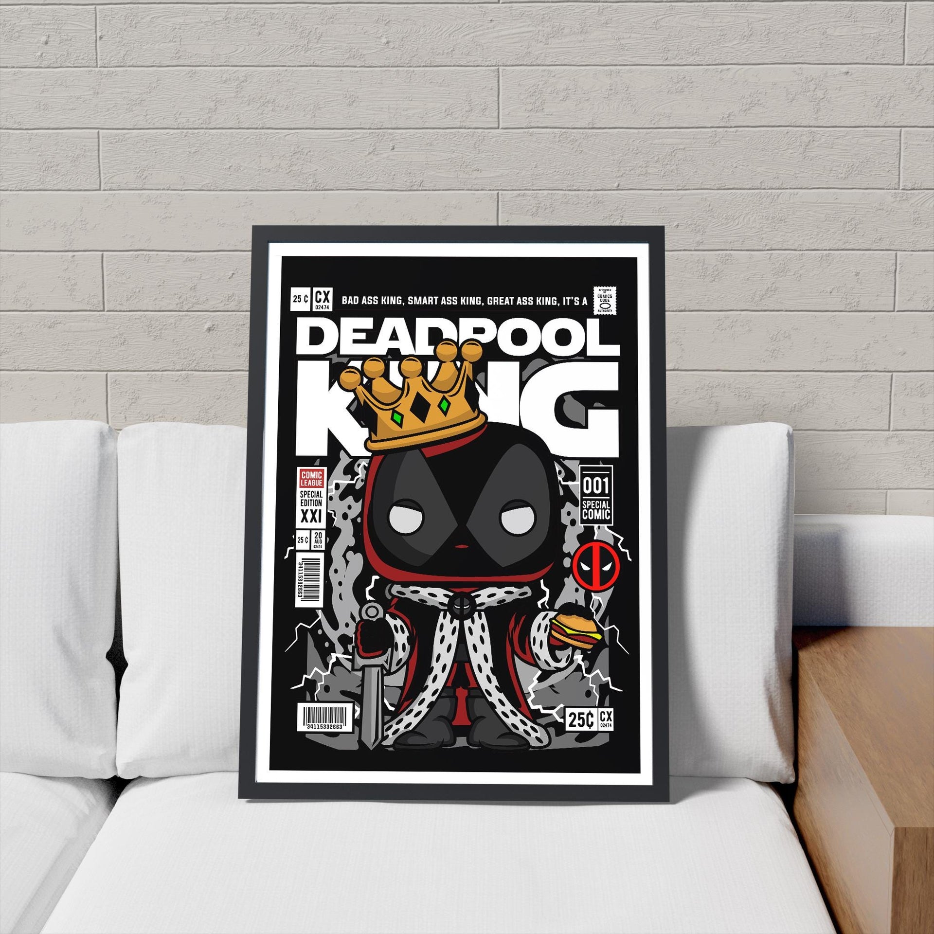 Framed Poster - King Deadpool Comic Parody