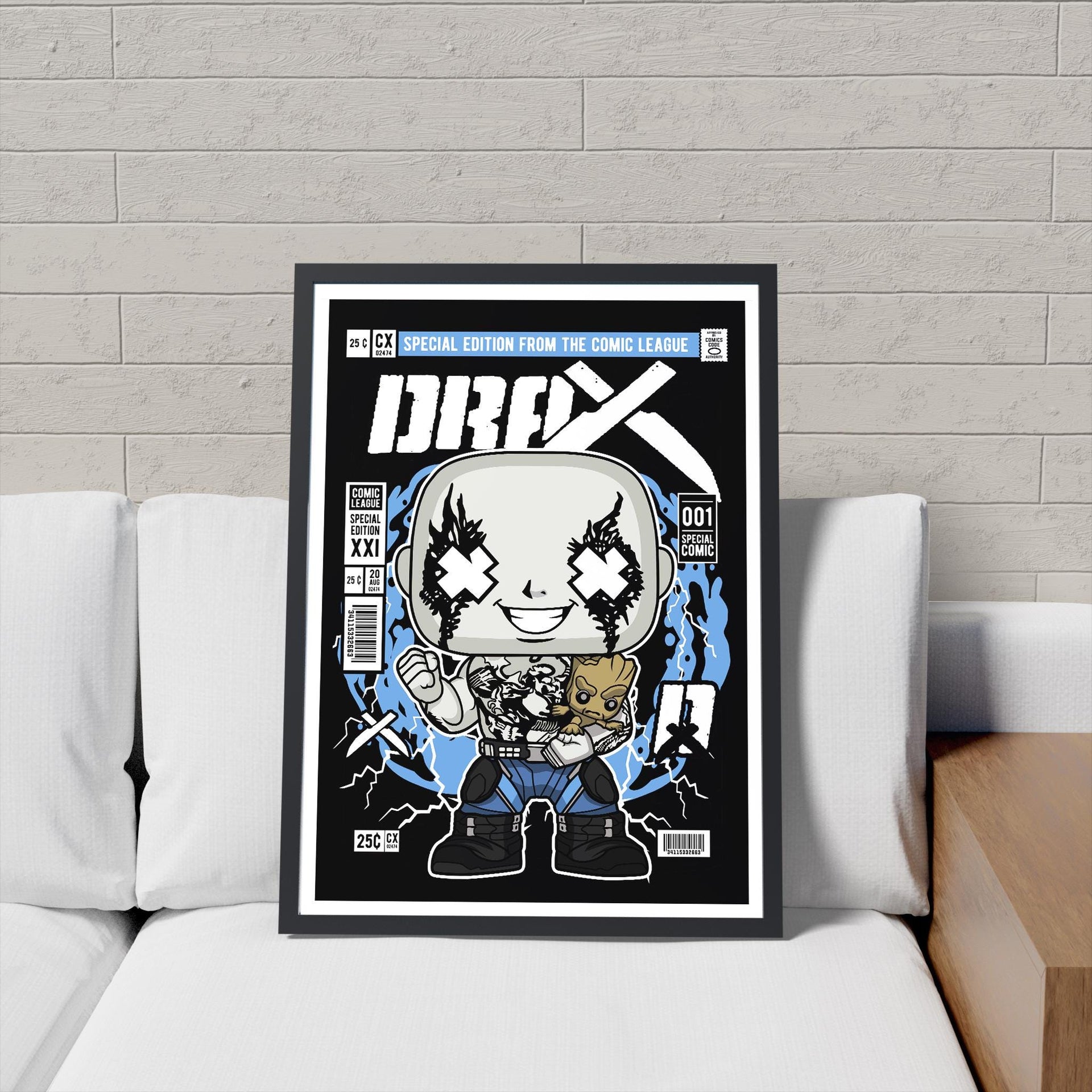 Framed Poster - Drax Groot Retro Comic Parody