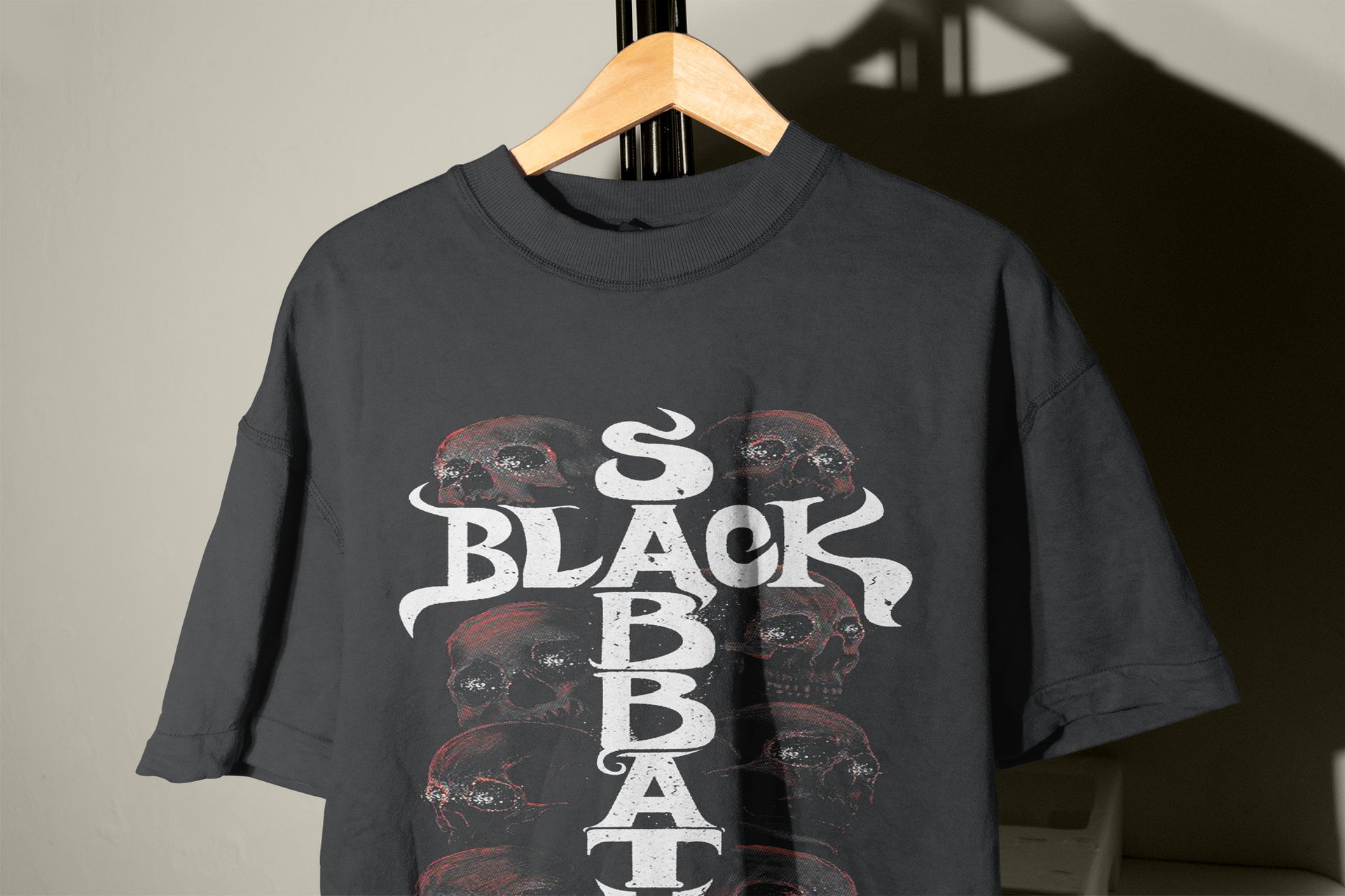 Distressed Gothic Band T-Shirt – Grunge Stacked Skulls Tee