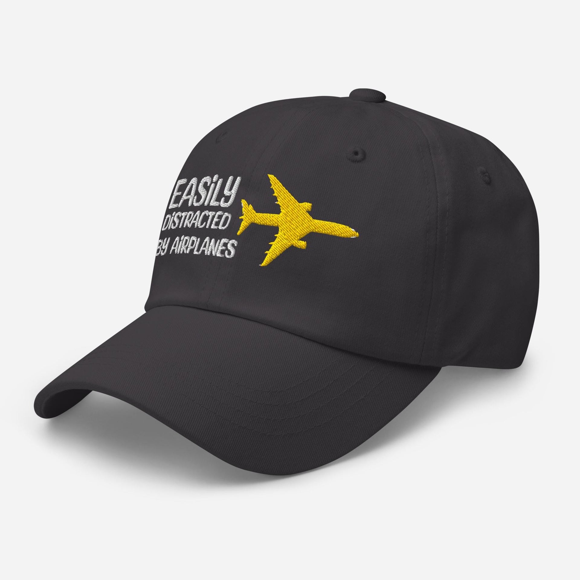 Embroidered Aviation Hat: Easily Distracted by Airplanes Dad Hat
