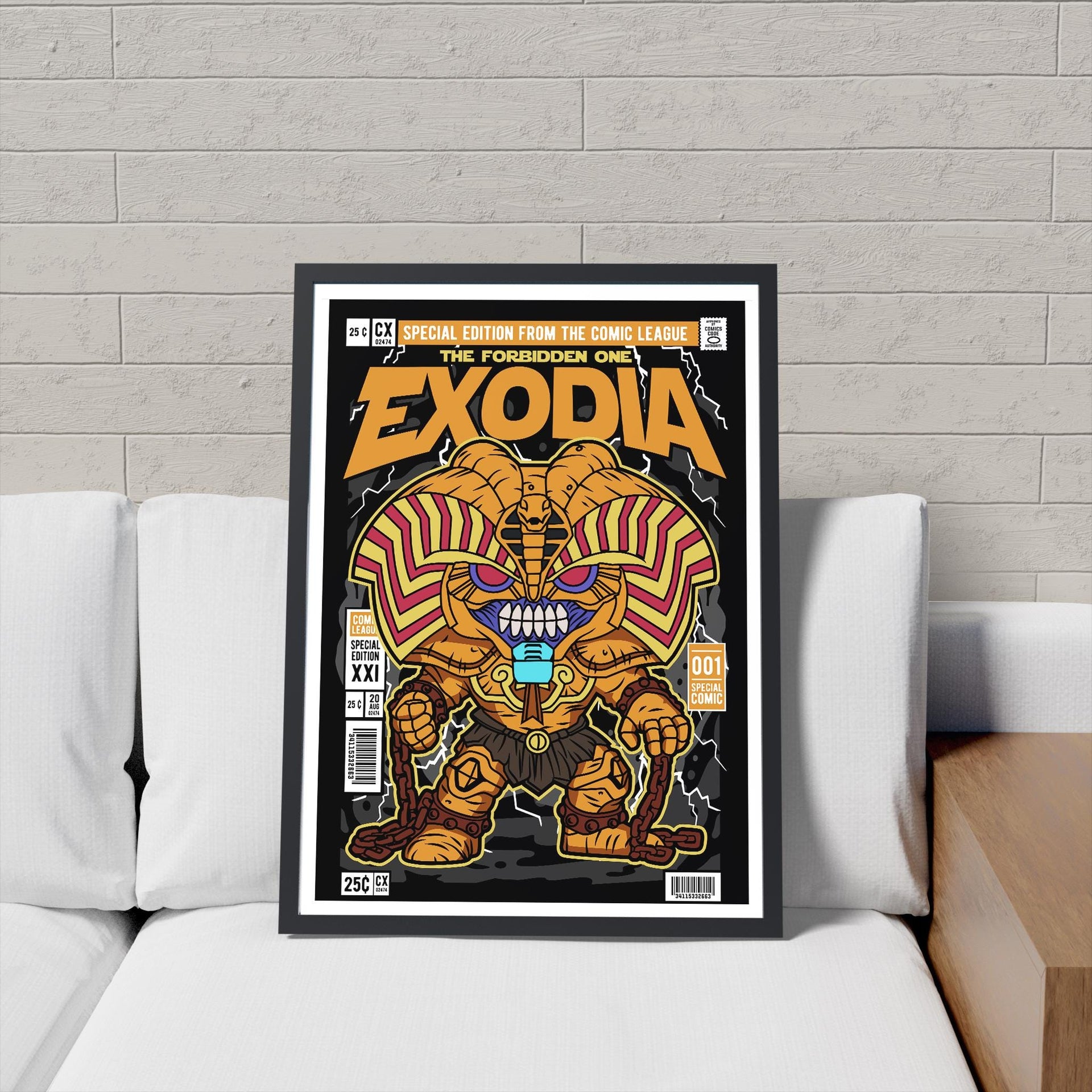 Framed Poster - Exodia Comic Parody Retro Art