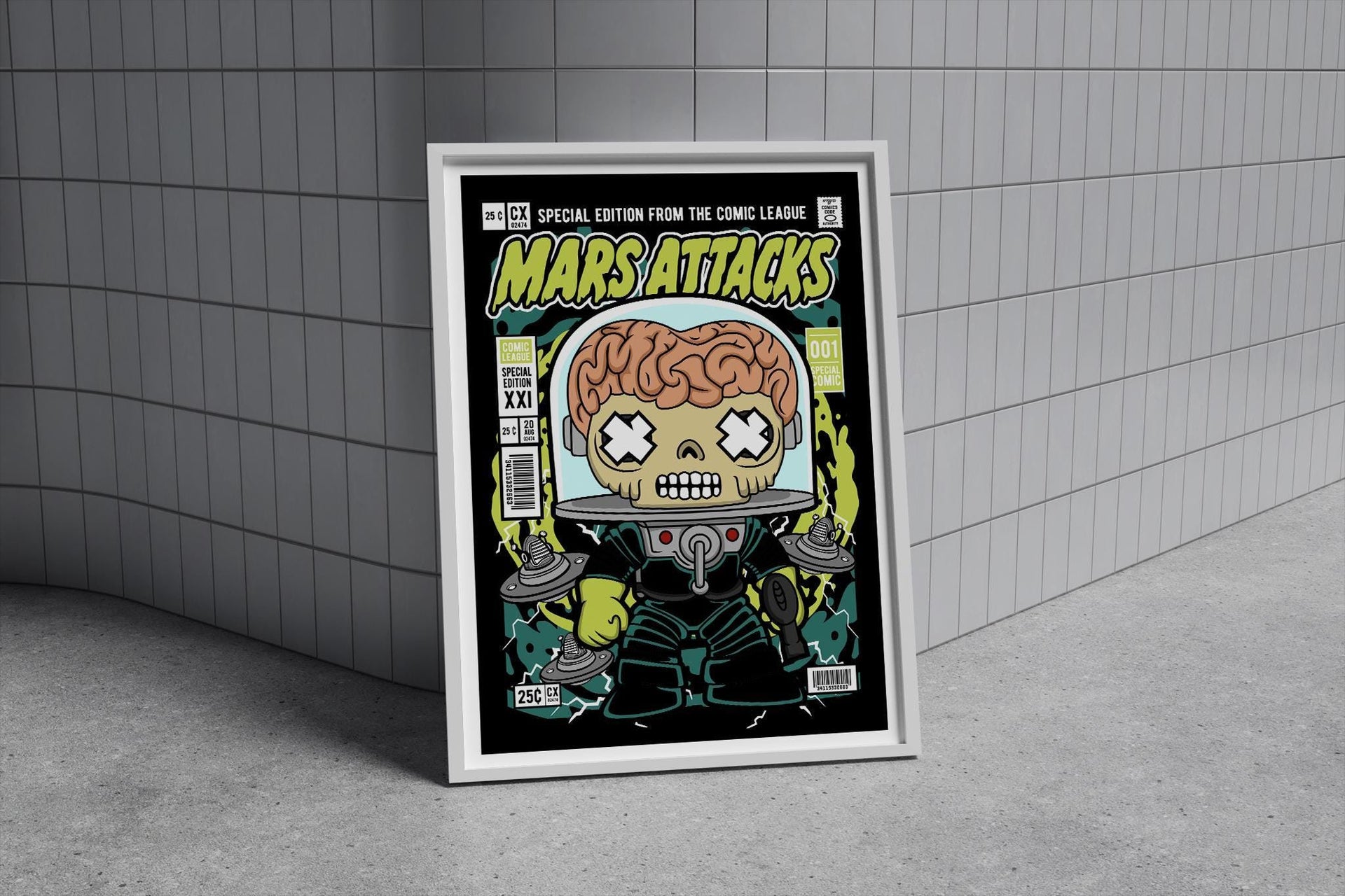 Framed Poster - Mars Attacks Parody Comic Art