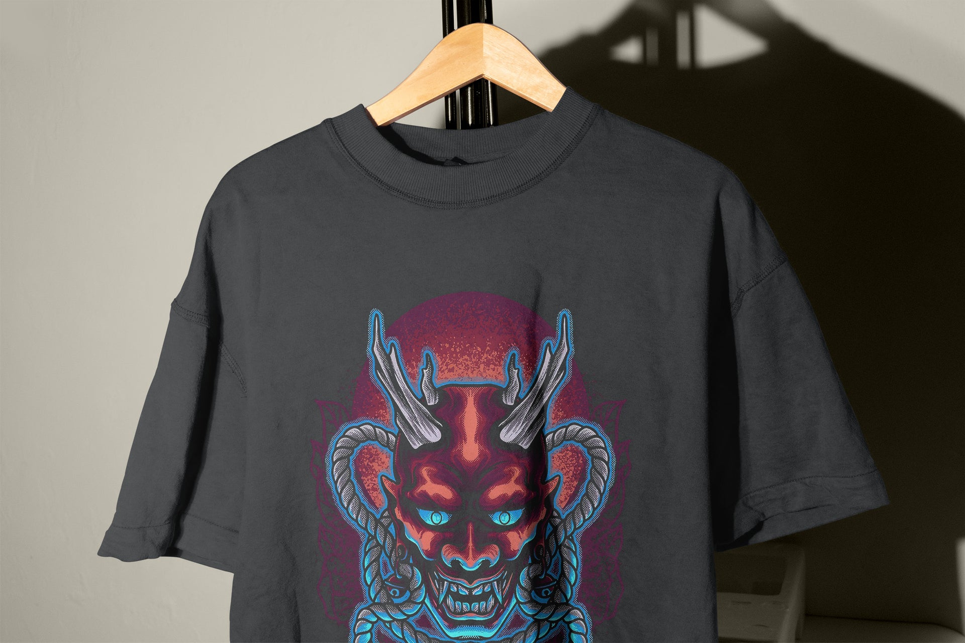 Neon Demon Mask T-Shirt – Glowing Eyes Streetwear Tee