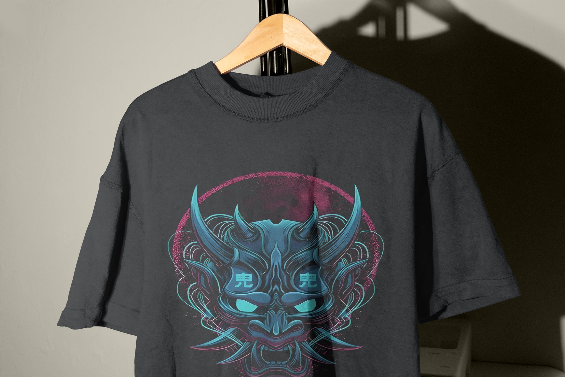 Neon Demon Mask T-Shirt – Glowing Horns Demon Tee