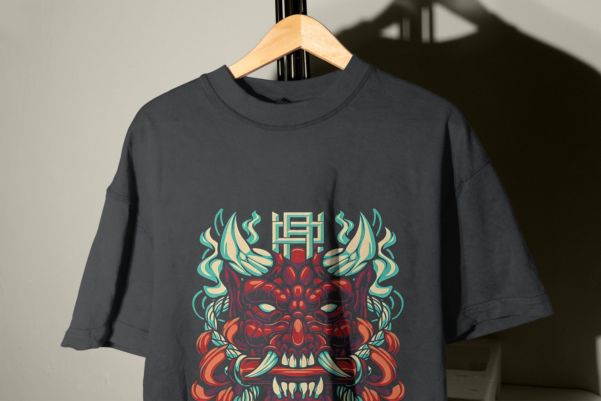 Oni Mask T-Shirt – Neon Flame Oni T-Shirt