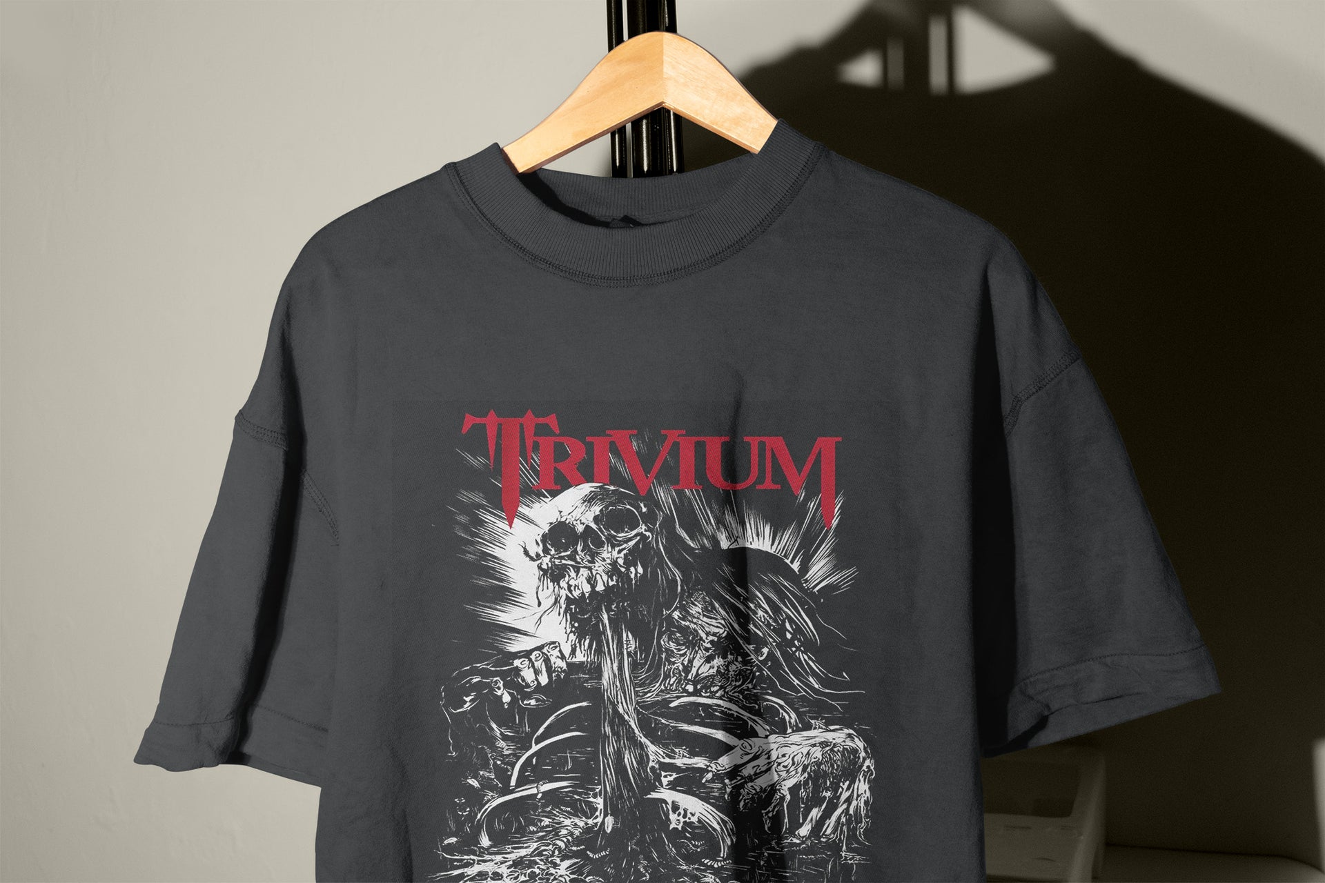 Trivium Horror Skull T-Shirt – Grotesque Black Ooze Shirt